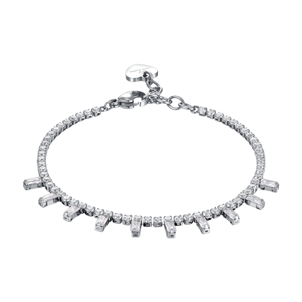 PULSERA DE ACERO PARA MUJER CON CRISTALES BLANCOS