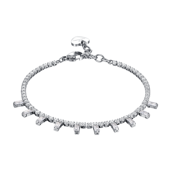 PULSERA DE ACERO PARA MUJER CON CRISTALES BLANCOS