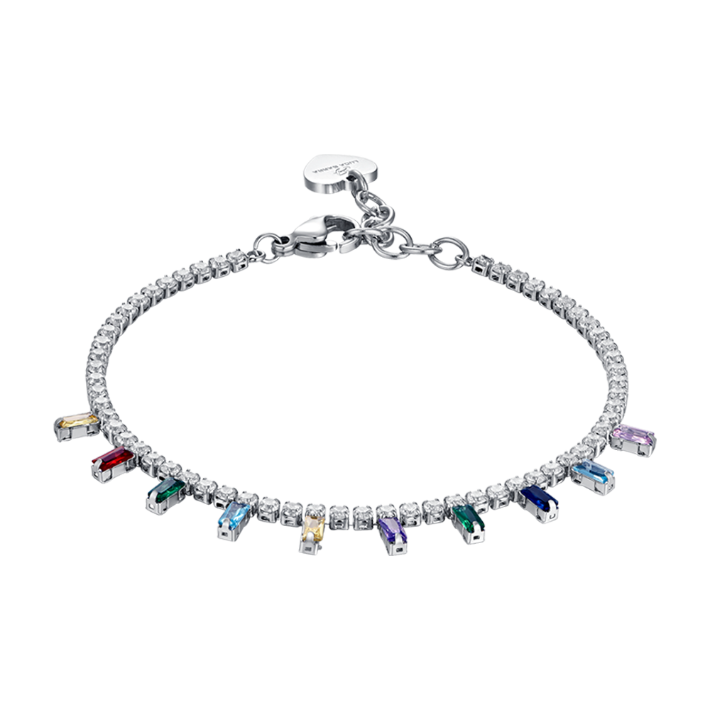 PULSERA DE ACERO PARA MUJER CON CRISTALES MULTICOLOR