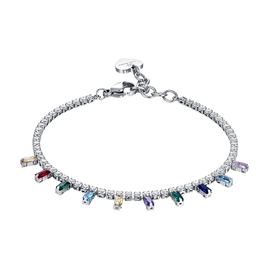 PULSERA DE ACERO PARA MUJER CON CRISTALES MULTICOLOR