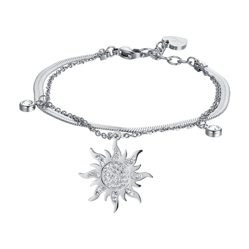 BRAZALETE DE ACERO PARA MUJER CON CRISTALES BLANCOS