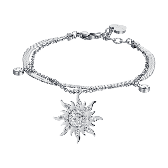 BRAZALETE DE ACERO PARA MUJER CON CRISTALES BLANCOS