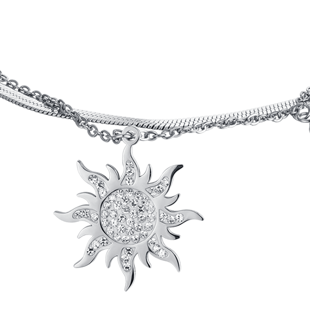 BRAZALETE DE ACERO PARA MUJER CON CRISTALES BLANCOS