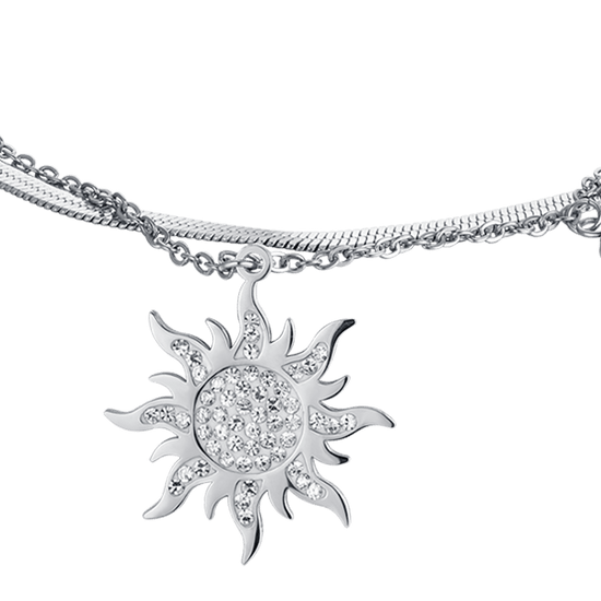 BRAZALETE DE ACERO PARA MUJER CON CRISTALES BLANCOS