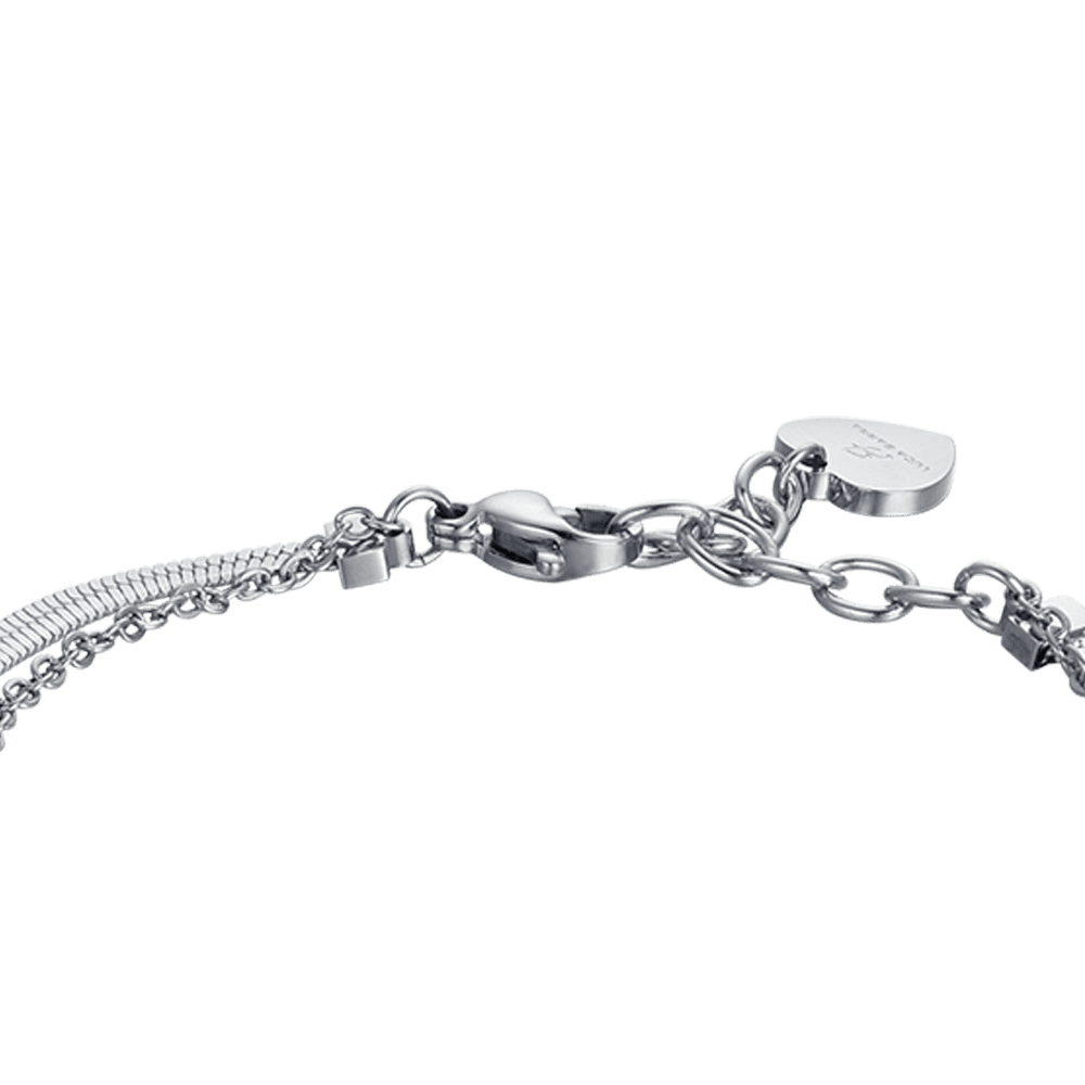 BRAZALETE DE ACERO PARA MUJER CON CRISTALES BLANCOS