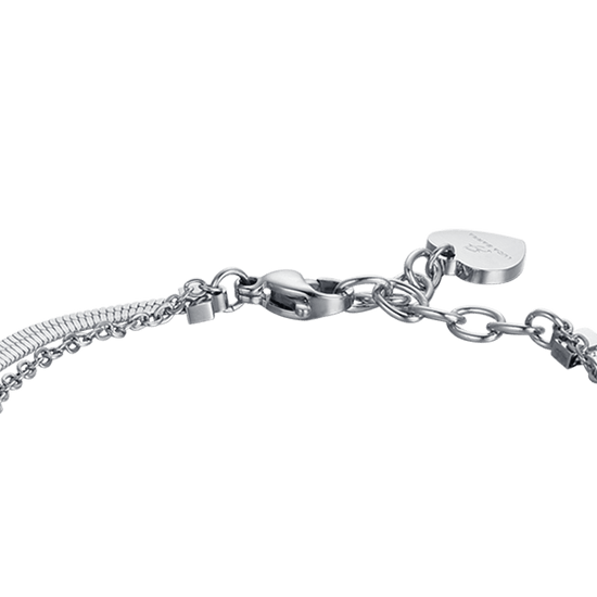 BRAZALETE DE ACERO PARA MUJER CON CRISTALES BLANCOS