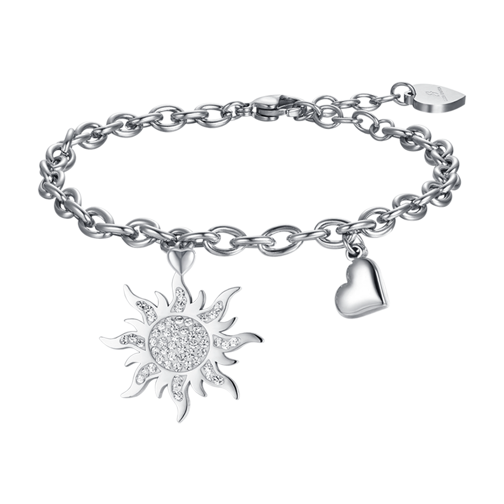 BRAZALETE DE ACERO PARA MUJER CON CRISTALES BLANCOS