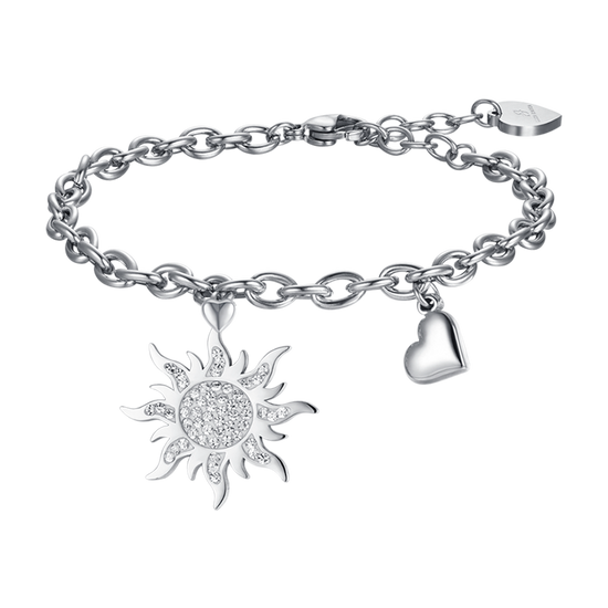 BRAZALETE DE ACERO PARA MUJER CON CRISTALES BLANCOS
