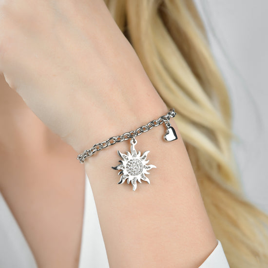 BRAZALETE DE ACERO PARA MUJER CON CRISTALES BLANCOS