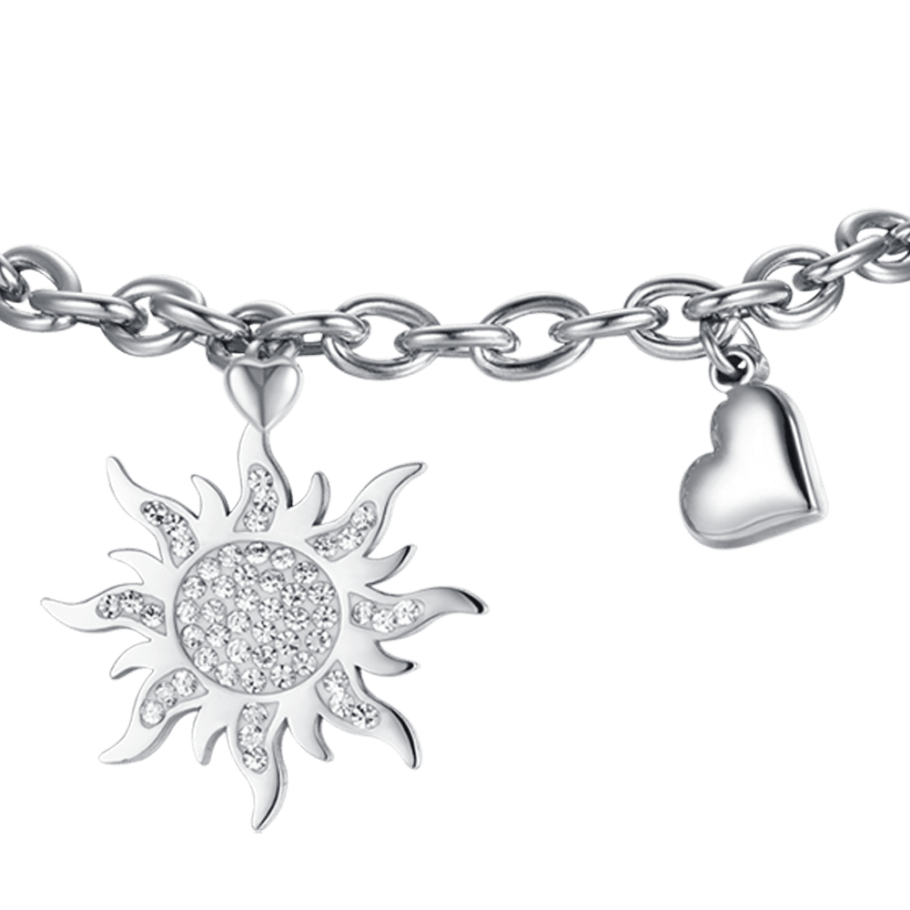 BRAZALETE DE ACERO PARA MUJER CON CRISTALES BLANCOS