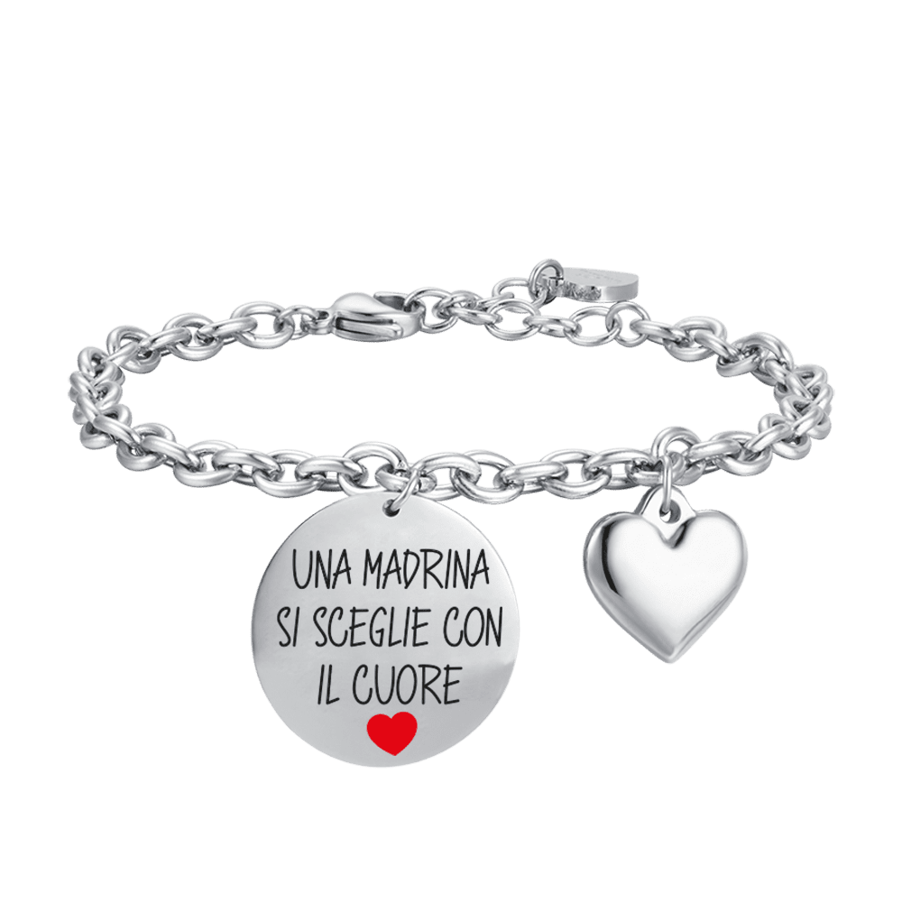 PULSERA DE ACERO PARA MUJER UNA MADRINA SE ELIGE DE CORAZÓN