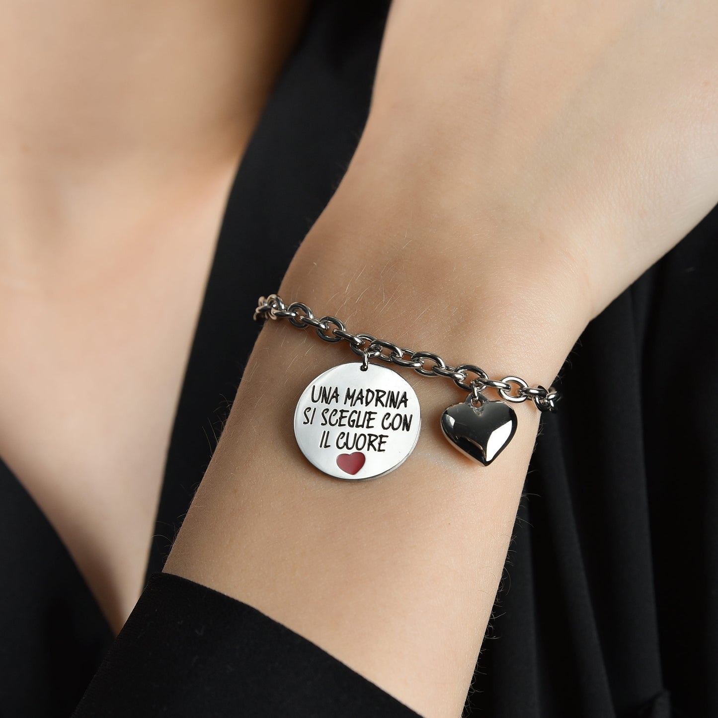 PULSERA DE ACERO PARA MUJER UNA MADRINA SE ELIGE DE CORAZÓN