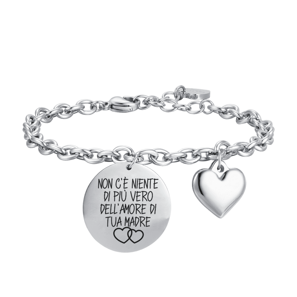 BRACCIALE DONNA IN ACCIAIO NON C'E' NIENTE DI PIù VERO DELL'AMORE DI TUA MADRE Luca Barra