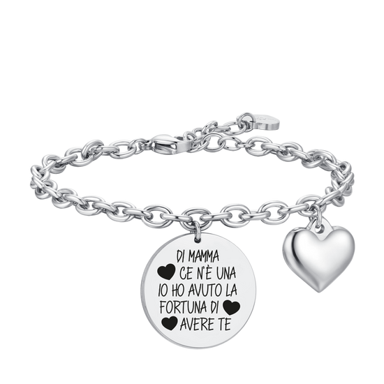 BRACCIALE DONNA IN ACCIAIO DI MAMMA CE N'È UNA IO HO AVUTO LA FORTUNA DI AVERE