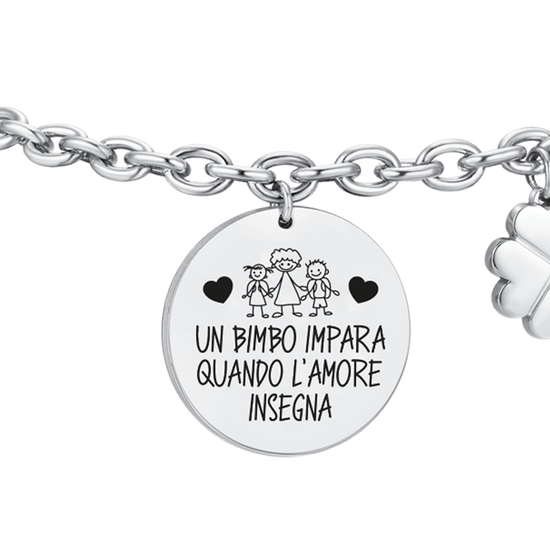 Subir imagen a la Galería PULSERA DE ACERO PARA MUJER UN NIÑO APRENDE CUANDO EL AMOR ENSEÑA
