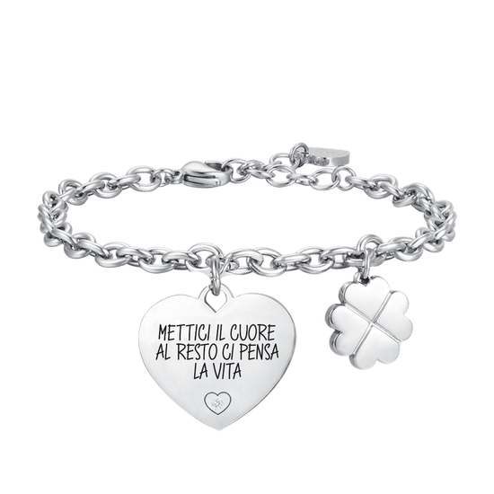 PULSERA DE ACERO PARA MUJER PON TU CORAZÓN EN ELLO Y LA VIDA SE ENCARGA DEL RESTO