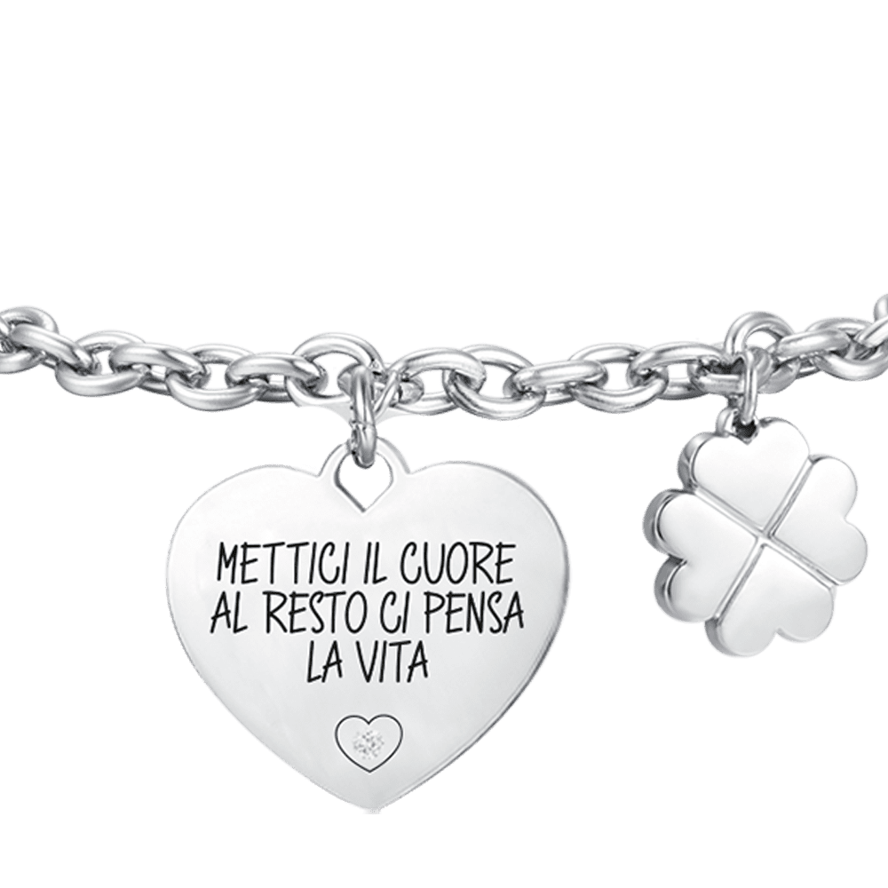 PULSERA DE ACERO PARA MUJER PON TU CORAZÓN EN ELLO Y LA VIDA SE ENCARGA DEL RESTO