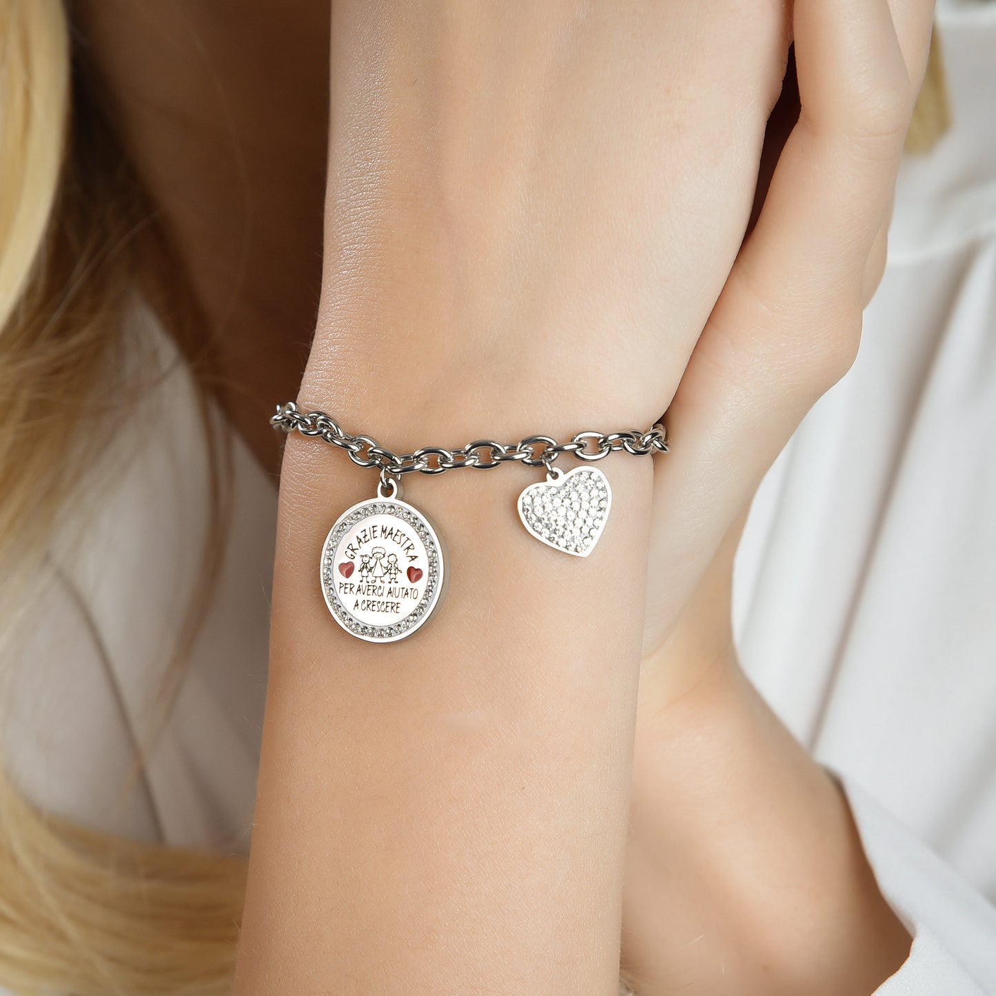 PULSERA DE ACERO PARA SEÑORAS GRACIAS PROFESOR POR AYUDARNOS A CRECER