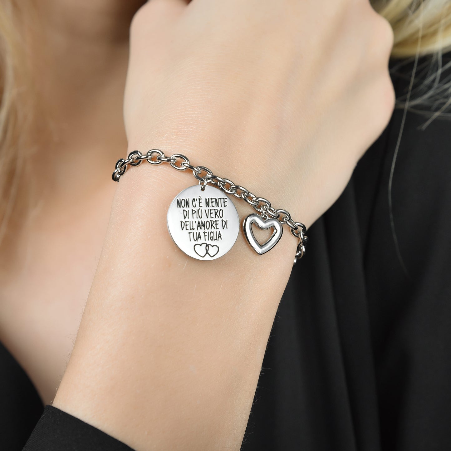 BRAZALETE DE MUJER DE ACERO NO HAY NADA MÁS VERDADERO QUE EL AMOR DE TU HIJA