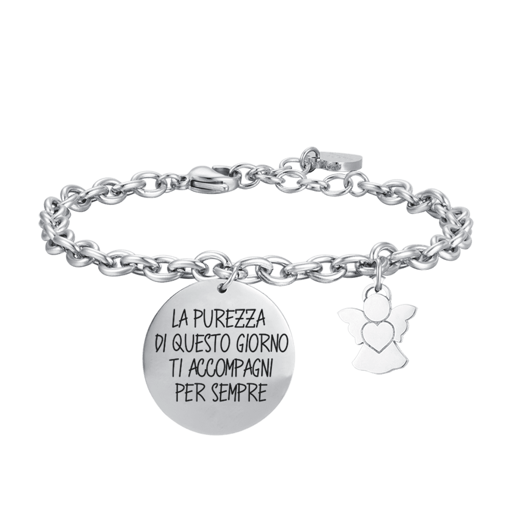 PULSERA DE ACERO PARA MUJER QUE LA PUREZA DE ESTE DÍA TE ACOMPAÑE SIEMPRE