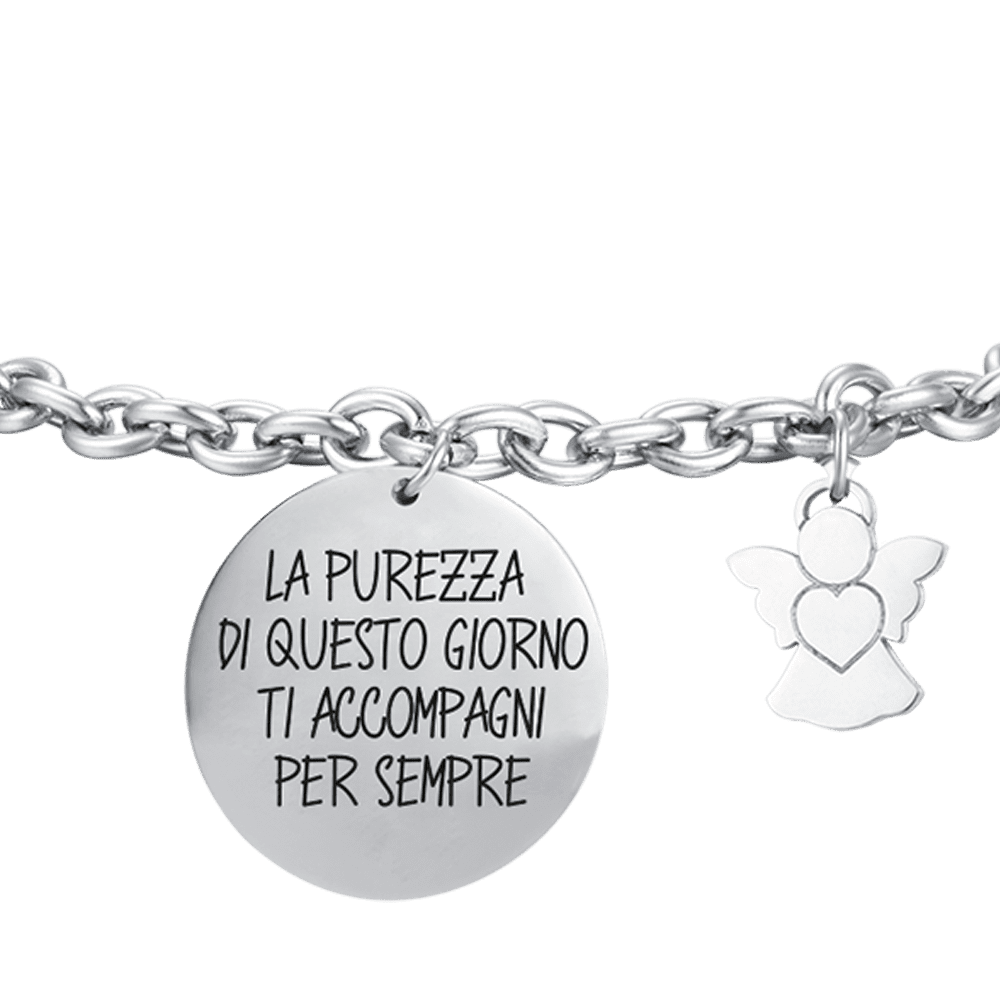 PULSERA DE ACERO PARA MUJER QUE LA PUREZA DE ESTE DÍA TE ACOMPAÑE SIEMPRE