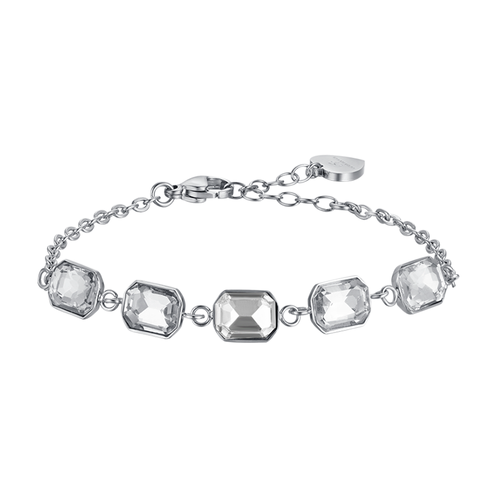PULSERA DE ACERO PARA MUJER CON CRISTALES BLANCOS