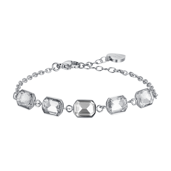 PULSERA DE ACERO PARA MUJER CON CRISTALES BLANCOS