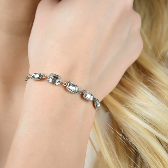 PULSERA DE ACERO PARA MUJER CON CRISTALES BLANCOS