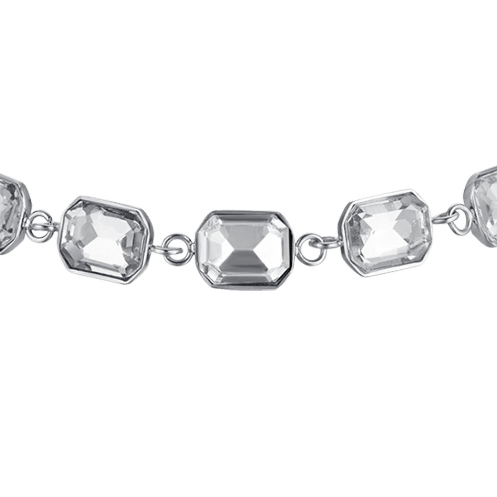 PULSERA DE ACERO PARA MUJER CON CRISTALES BLANCOS