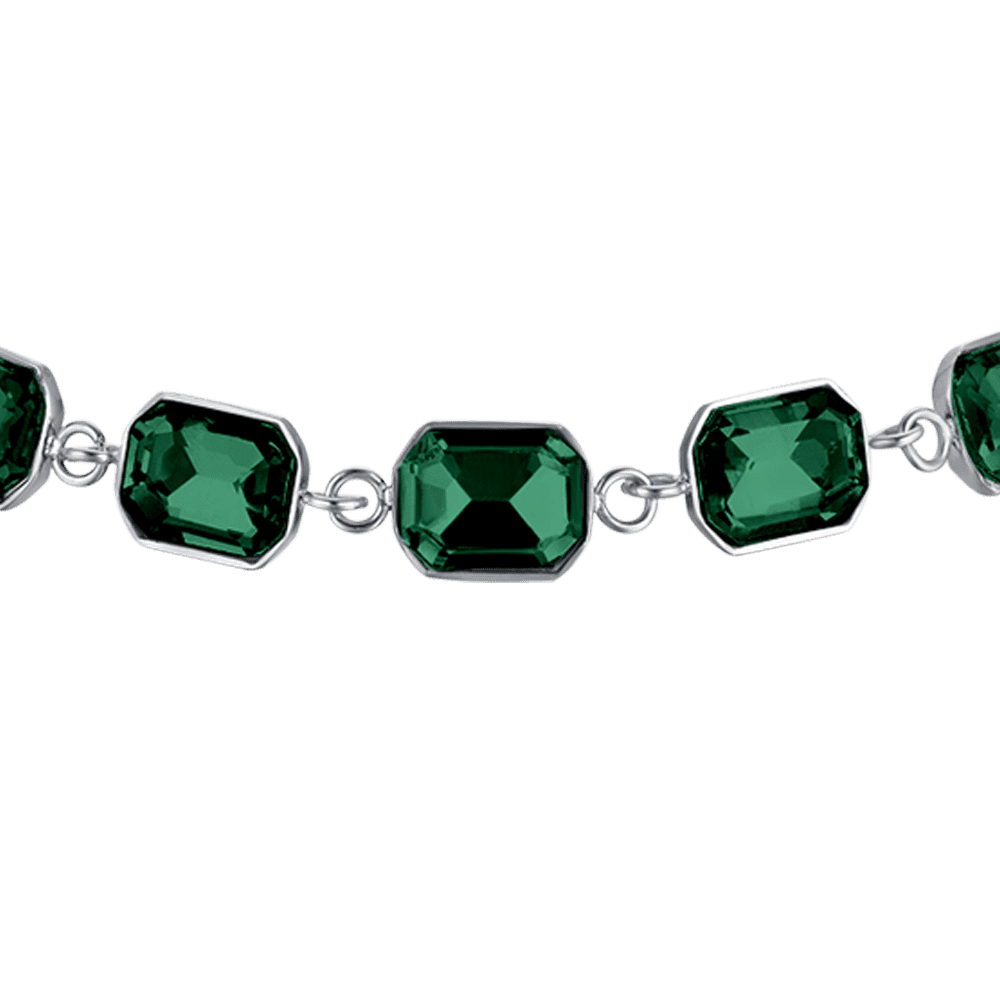 PULSERA DE ACERO PARA MUJER CON CRISTALES VERDES