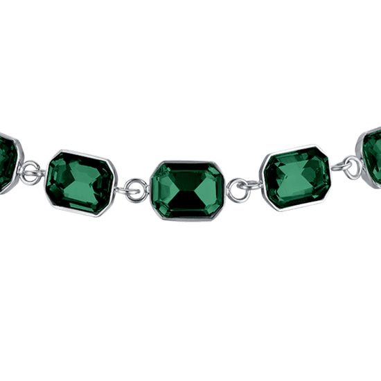 PULSERA DE ACERO PARA MUJER CON CRISTALES VERDES