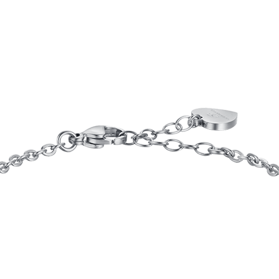PULSERA DE ACERO PARA MUJER CON CRISTALES FUCSIA
