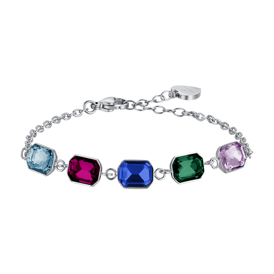 PULSERA DE ACERO PARA MUJER CON CRISTALES MULTICOLOR