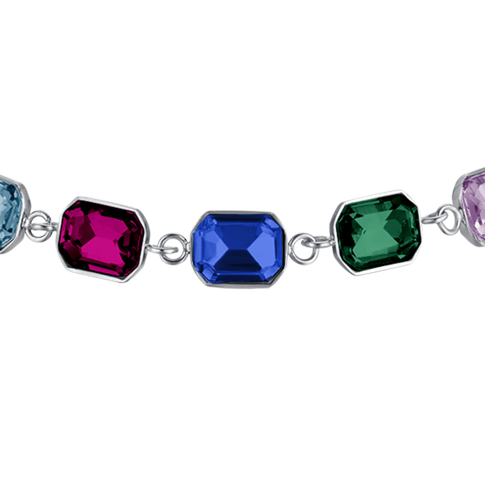 PULSERA DE ACERO PARA MUJER CON CRISTALES MULTICOLOR