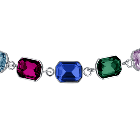 PULSERA DE ACERO PARA MUJER CON CRISTALES MULTICOLOR