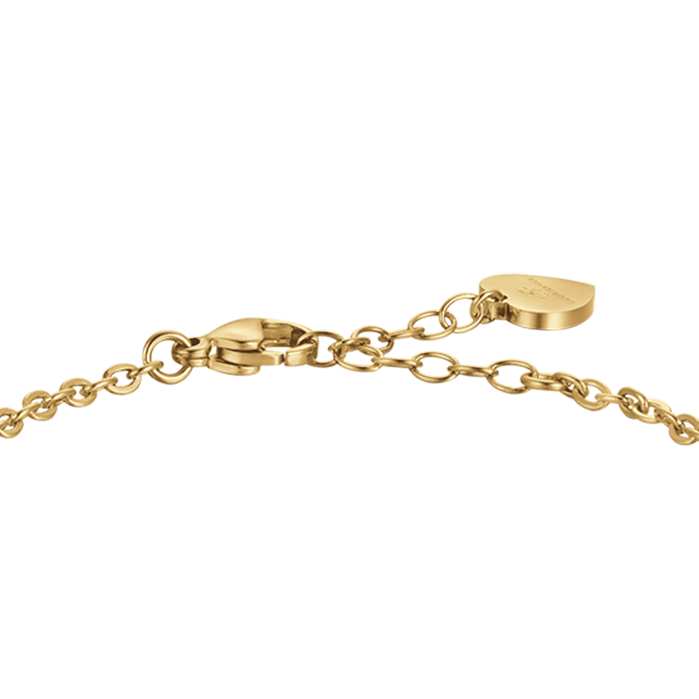 IP PULSERA DE ACERO DORADO PARA MUJER CON CRISTALES BLANCOS