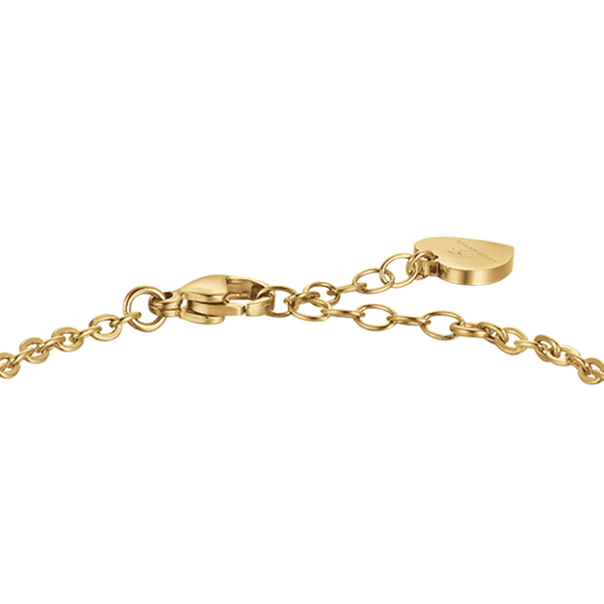 IP PULSERA DE ACERO DORADO PARA MUJER CON CRISTALES BLANCOS