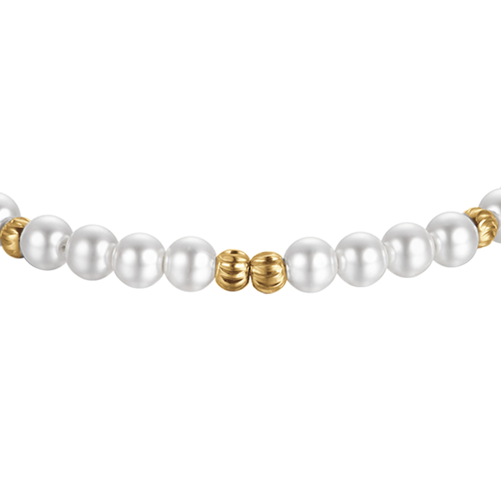 IP ORO ACERO PULSERA DE MUJER CON PERLAS Y ELEMENTOS DE ACERO
