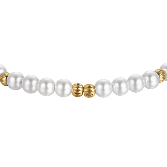 PULSERA DE ORO IP PARA MUJER CON PERLAS Y ELEMENTOS DE ACERO Luca Barra