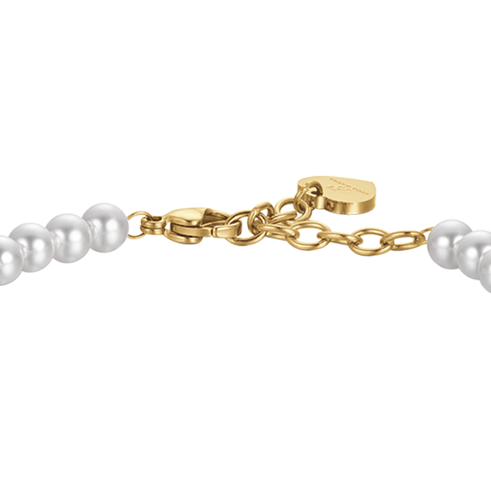 IP ORO ACERO PULSERA DE MUJER CON PERLAS Y ELEMENTOS DE ACERO