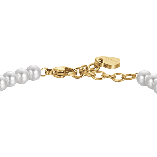 IP ORO ACERO PULSERA DE MUJER CON PERLAS Y ELEMENTOS DE ACERO