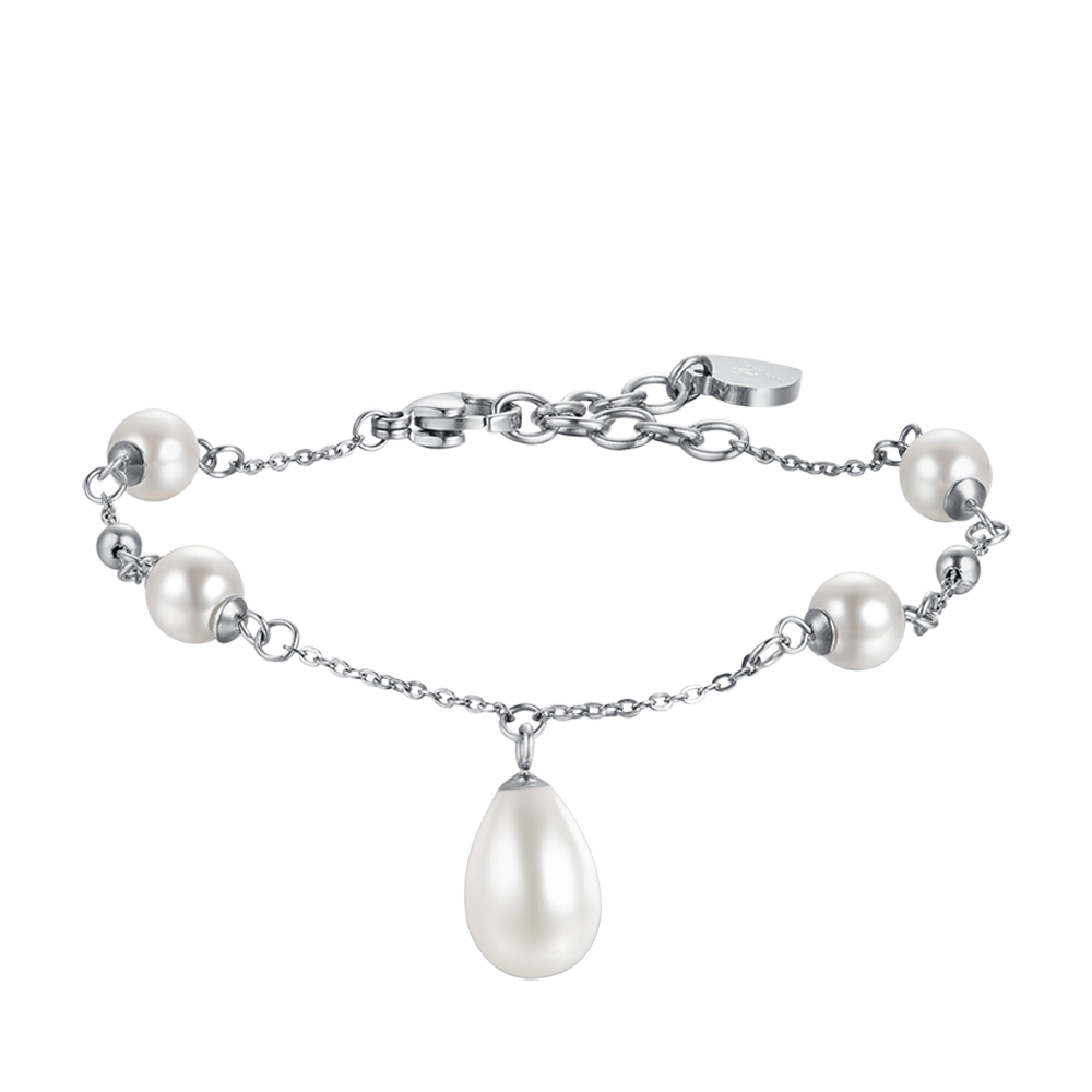 PULSERA DE ACERO PARA MUJER CON PERLAS