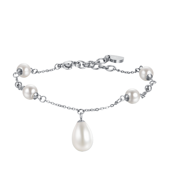 PULSERA DE ACERO PARA MUJER CON PERLAS Luca Barra