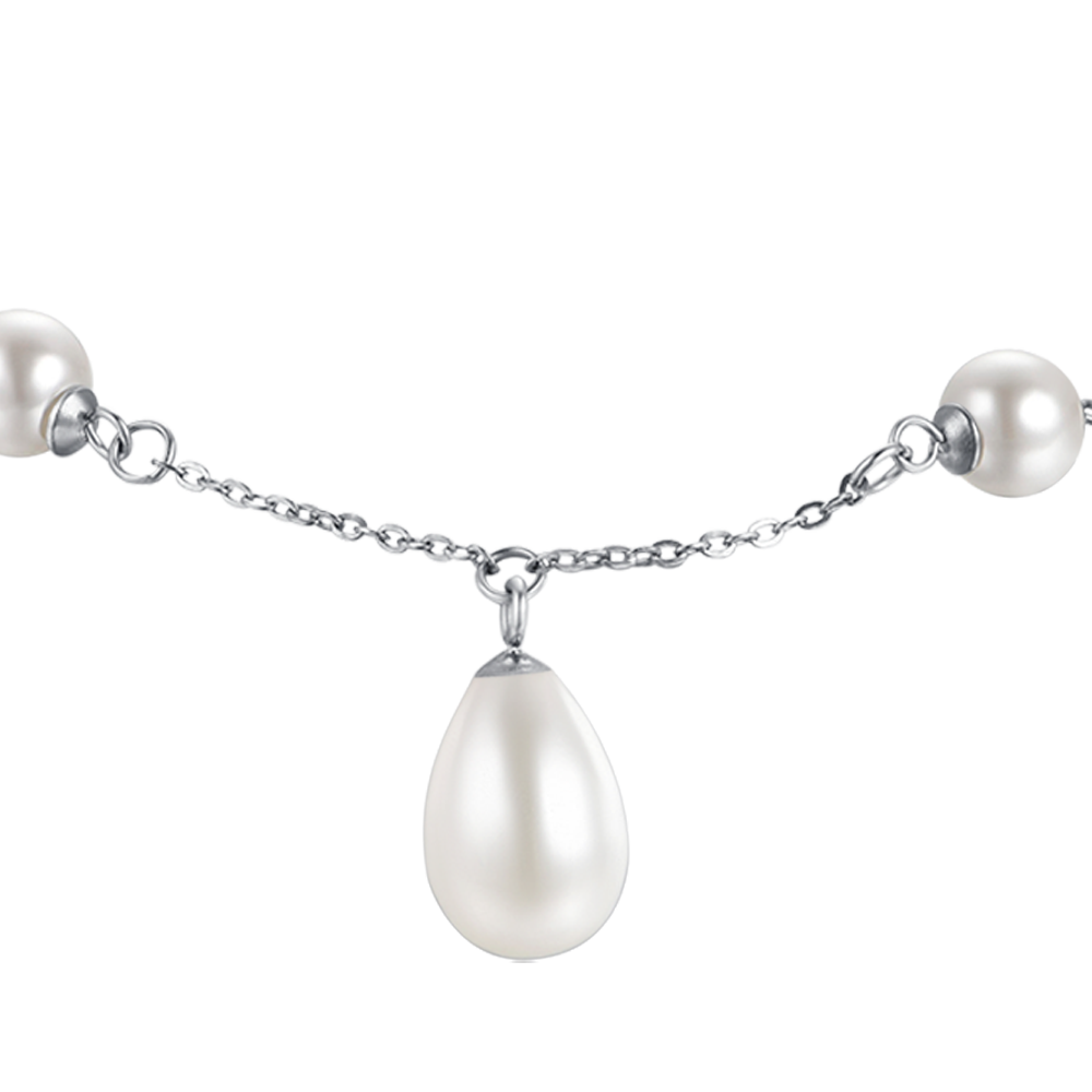 PULSERA DE ACERO PARA MUJER CON PERLAS