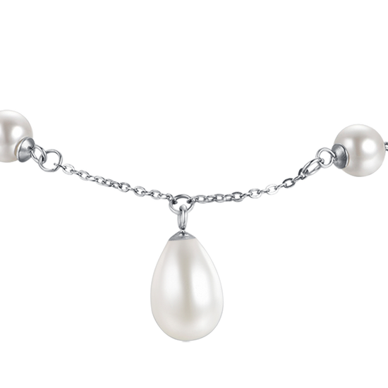 PULSERA DE ACERO PARA MUJER CON PERLAS
