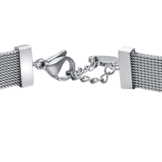 PULSERA MILANO DE MALLA DE ACERO PARA MUJER CON CORAZON CON CRISTALES BLANCOS