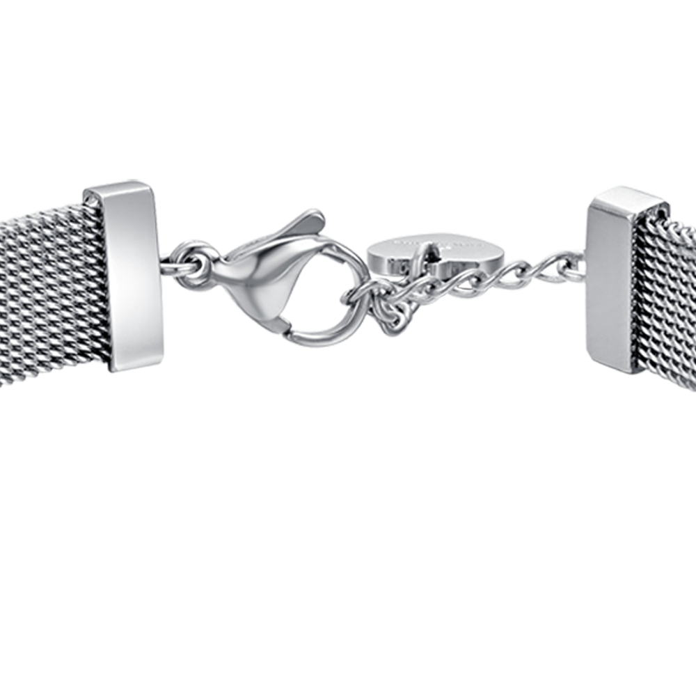 PULSERA MILANO DE MALLA DE ACERO PARA MUJER CON ESTRELLA CON CRISTALES BLANCOS