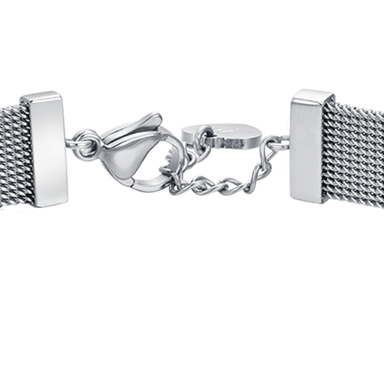 PULSERA MILANO DE MALLA DE ACERO PARA MUJER CON ELEMENTO DE CRISTAL BLANCO
