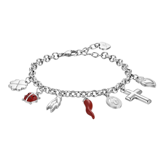 PULSERA DE ACERO PARA MUJER CON CHARMS