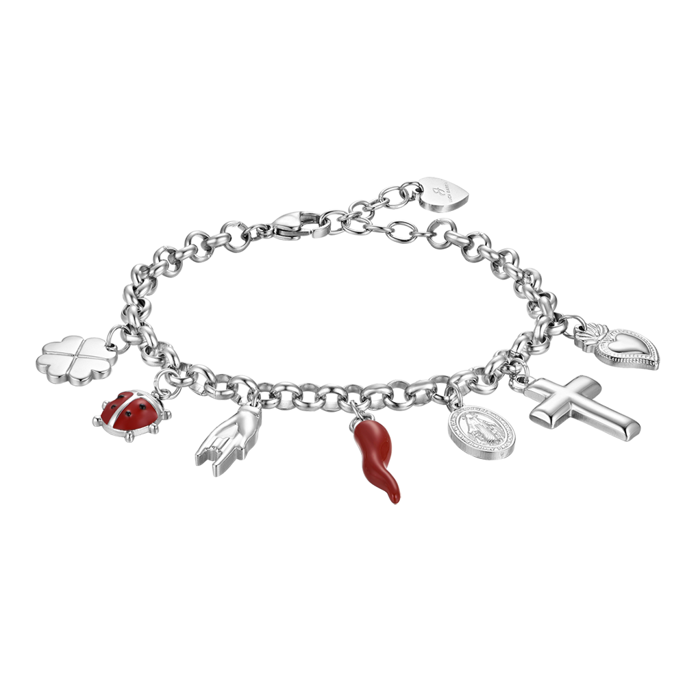 PULSERA DE ACERO PARA MUJER CON CHARMS